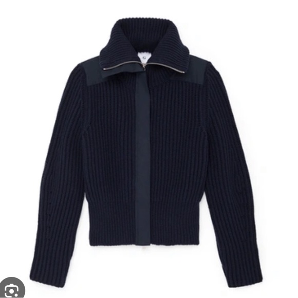 G Label by GOOP Rubinfeld Wool Zip Up Sweater Navy - Picture 3 of 6